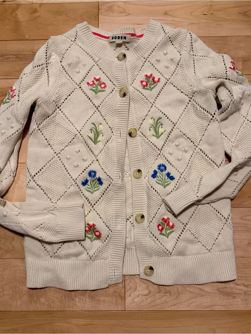 Boden Cotton Embroidered Cardigan, sz S - Picture 3 of 6
